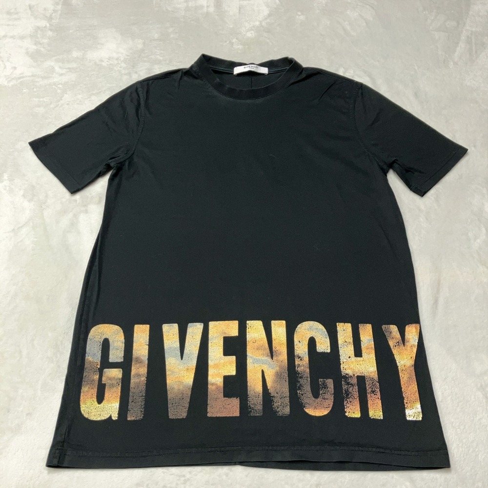 Givenchy T-Shirt‎ Logo Sunset Spellout Print Short Sleeve Black Mens XXS